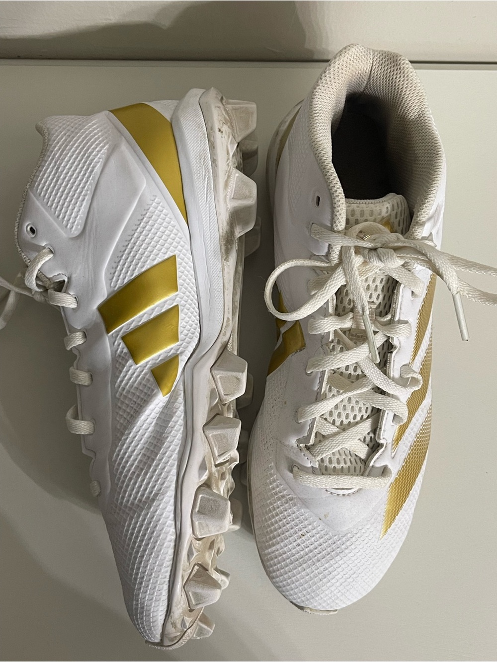 adidas Adizero Impact Men’s White & Gold Football Cleats Size 9 - Picture 3 of 7
